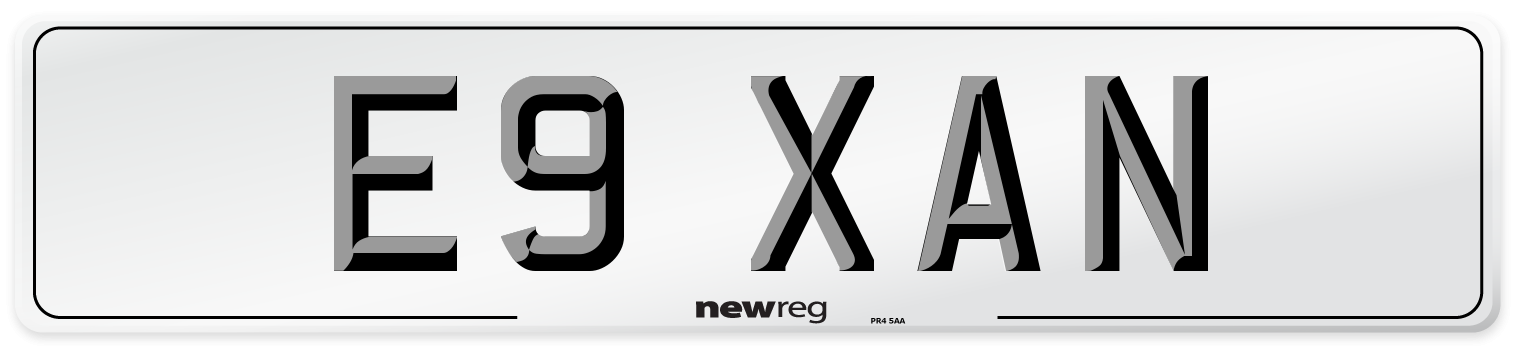 E9 XAN Number Plate from New Reg